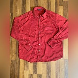 Le Gean De Marithe Francois Girbaud Red Long Sleeve Button Up Men’s XXL **READ**